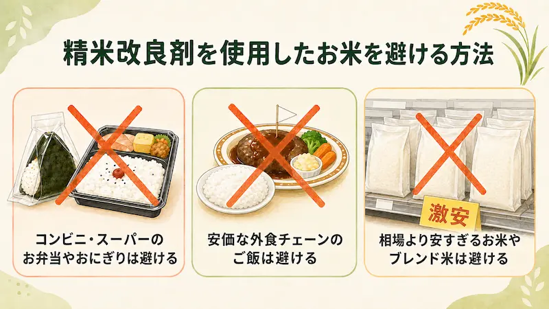 精米改良剤を使用したプラスチック米を避ける方法は３つ
